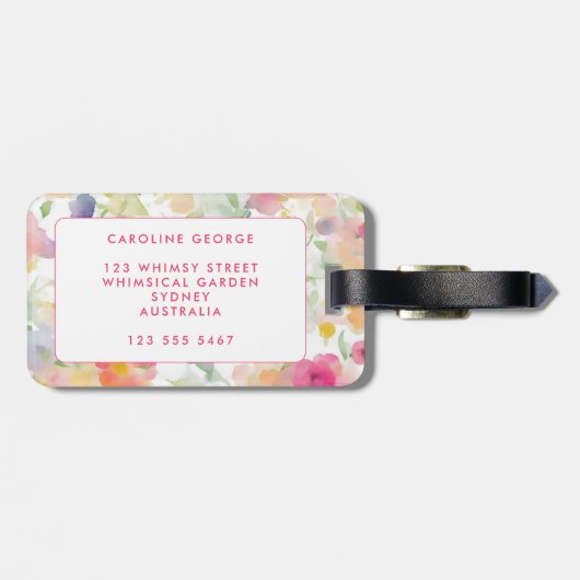 Elegante Floral Chic Stijlvol Girly Bagagelabel (Achterkant horizontaal)