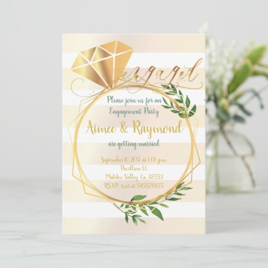 Elegante Floral Chic verlovingsfeest Kaart (Staand voorkant)