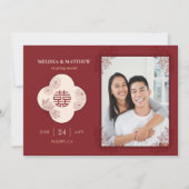 Elegante Floral Chinese bruiloft foto Save the Dat Save The Date (Voorkant)