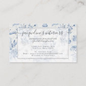 Elegante Floral Chinoiserie Blauw Wit Waterverf Visitekaartje (Achterkant)