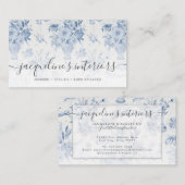 Elegante Floral Chinoiserie Blauw Wit Waterverf Visitekaartje (Voorkant / Achterkant)