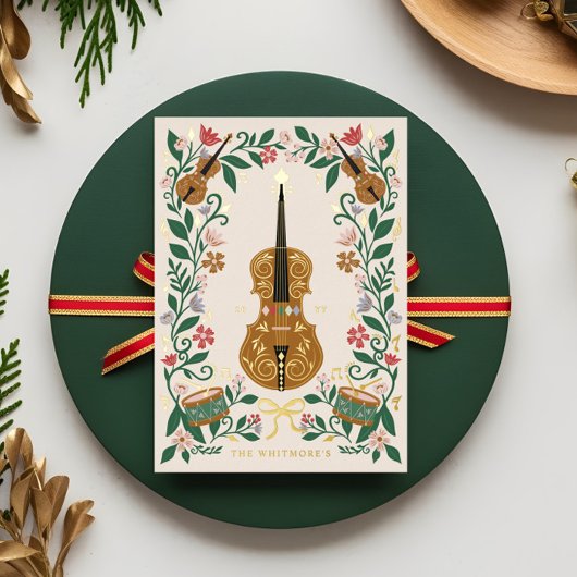 Elegante Floral Christmas Nutcracker Ballet Musica Folie Feestdagenkaart