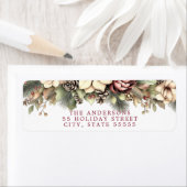 Elegante Floral Christmas Retour Adres Label (Insitu)