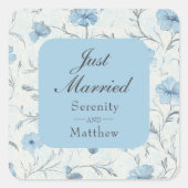 Elegante Floral Country Garden bruiloft net getrou Vierkante Sticker (Voorkant)