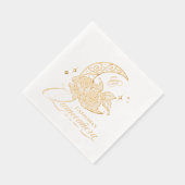 Elegante Floral Crescent Moon Monogram Quinceanera Folie Servetten (Rechts)