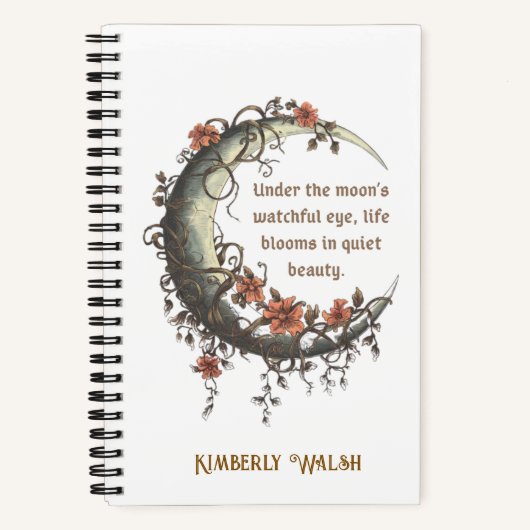 Elegante Floral Crescent Moon Notitieboek (Voorkant)