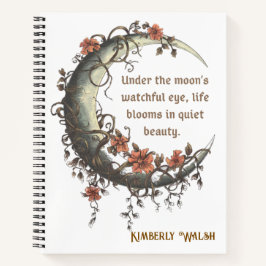 Elegante Floral Crescent Moon Notitieboek