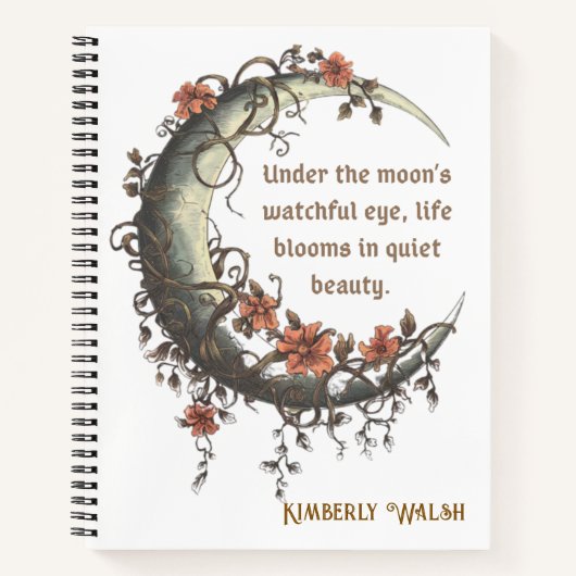Elegante Floral Crescent Moon Notitieboek (Voorkant)