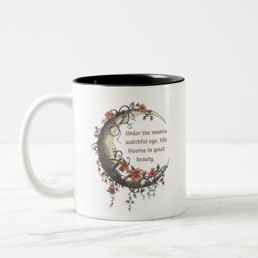 Elegante Floral Crescent Moon Tweekleurige Koffiemok (Links)