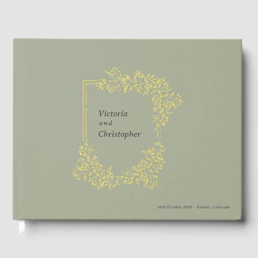 Elegante Floral Crest Classic Botanische bruiloft Gastenboek (Voorkant)