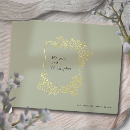 Elegante Floral Crest Classic Botanische bruiloft Gastenboek