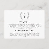 Elegante Floral Crest Monogram Bruiloft Details Informatiekaartje (Voorkant)