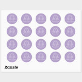 Elegante Floral Crest Monogram Lavendel Wedding Ronde Sticker (Vel)