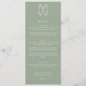 Elegante Floral Crest Monogram Sage Green Wedding Menu (Voorkant)