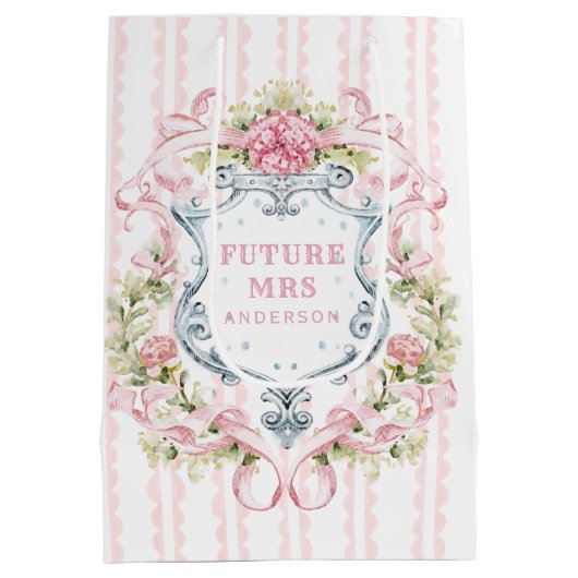 Elegante Floral Crest | toekomstige mevrouw Medium Cadeauzakje (Achterkant)