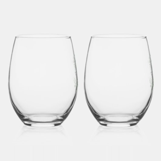 Elegante Floral Crest Wedding Drinkware Set Wijnglas Zonder Voet (Rechts)