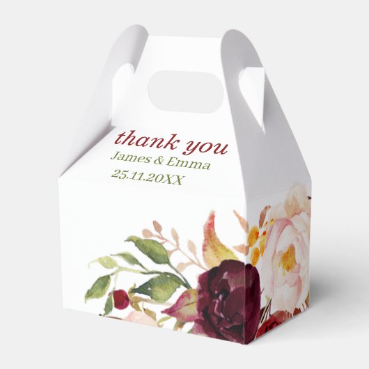 Elegante Floral Custom Bruiloft Bedankdoosjes (Achterkant)