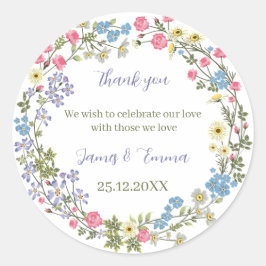 Elegante Floral Custom Bruiloft Ronde Sticker