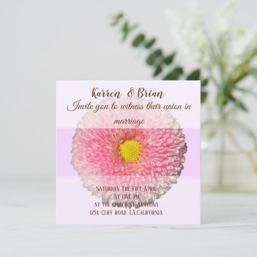 Elegante Floral Custom bruiloft uitnodiging (Staand voorkant)