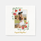 Elegante Floral Custom Photo Afstuderen servetten (Voorkant)