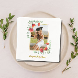 Elegante Floral Custom Photo Afstuderen servetten