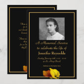 Elegante Floral Custom Photo Memorial Service Kaart (Voorkant / Achterkant)