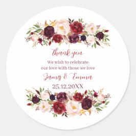 Elegante Floral Custom Wedding Ronde Sticker
