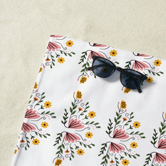 Elegante Floral Design Zachte Strandhanddoek voor Strandlaken (In situ)