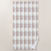 Elegante Floral Design Zachte Strandhanddoek voor Strandlaken (Voorkant)