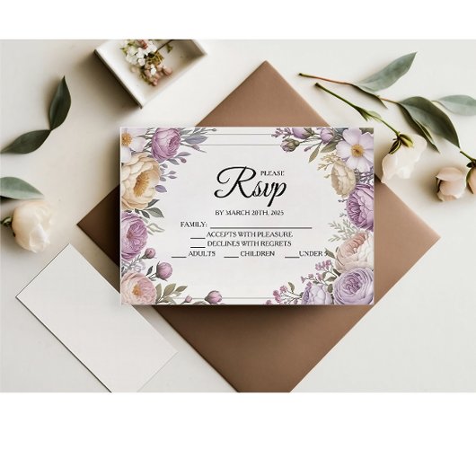 Elegante Floral Designer RSVP-kaarten RSVP Kaartje