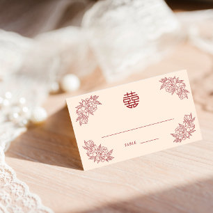 Elegante Floral Double XI Zittafel Plaats Kaart Plaatskaartje