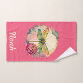 Elegante Floral Dragonfly w / aangepaste naam Bad Handdoek (Handdoek)