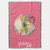 Elegante Floral Dragonfly w / aangepaste naam Deken (Voorkant Verticaal)