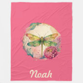 Elegante Floral Dragonfly w / aangepaste naam Fleece Deken (Voorkant)