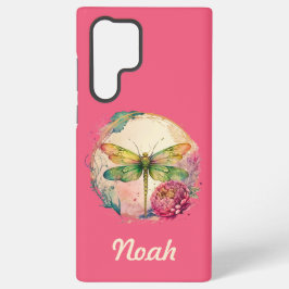Elegante Floral Dragonfly w / aangepaste naam Samsung Galaxy Hoesje