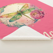 Elegante Floral Dragonfly w / aangepaste naam Sherpa Deken (3/4)