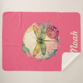 Elegante Floral Dragonfly w / aangepaste naam Sherpa Deken (Voorkant (horizontaal))