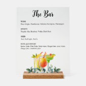 Elegante Floral Drink Bar Menu Acryl bord (Voorkant)