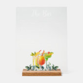Elegante Floral Drink Bar Menu Acryl bord (Voorkant)
