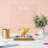 Elegante Floral Drink Bar Menu Acryl bord (Huwelijk)