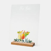 Elegante Floral Drink Bar Menu Acryl bord (Hoek)