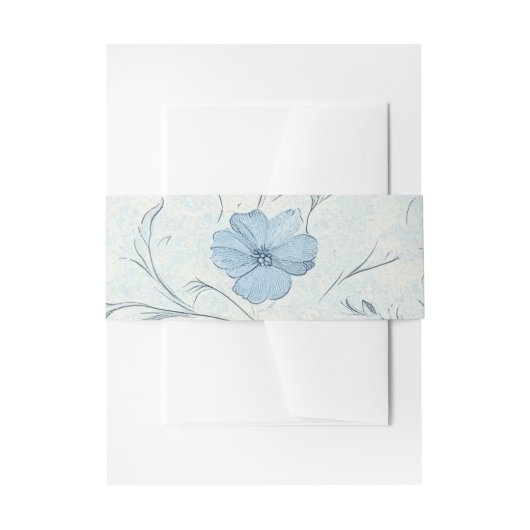 Elegante Floral Dusty Blue Botanical Spring Weddin Uitnodigingen Wikkel (Voorkant Voorbeeld)