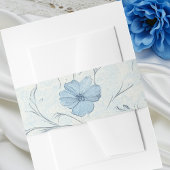 Elegante Floral Dusty Blue Botanical Spring Weddin Uitnodigingen Wikkel