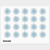 Elegante Floral Dusty Blue bruiloft net getrouwd Ronde Sticker (Vel)