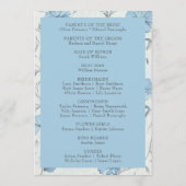 Elegante Floral Dusty Blue Country Garden Wedding Programmakaart (Achterkant)