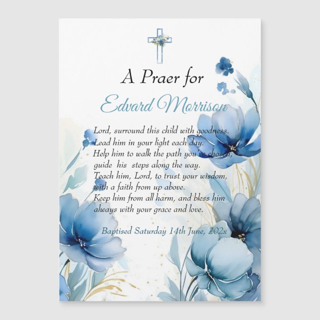 Elegante Floral Dusty Blue doop (Voorkant)