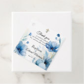 Elegante Floral Dusty Blue doop Bedankjes Labels (In situ)