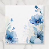 Elegante Floral Dusty Blue doop Bedankjes Labels (Achterkant)