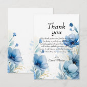 Elegante Floral Dusty Blue doop Bedankkaart (Voorkant / Achterkant)