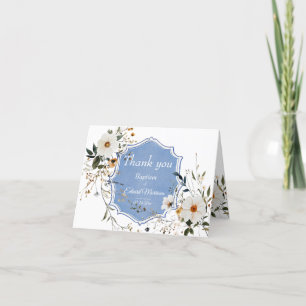 Elegante Floral Dusty Blue doop Bedankkaart